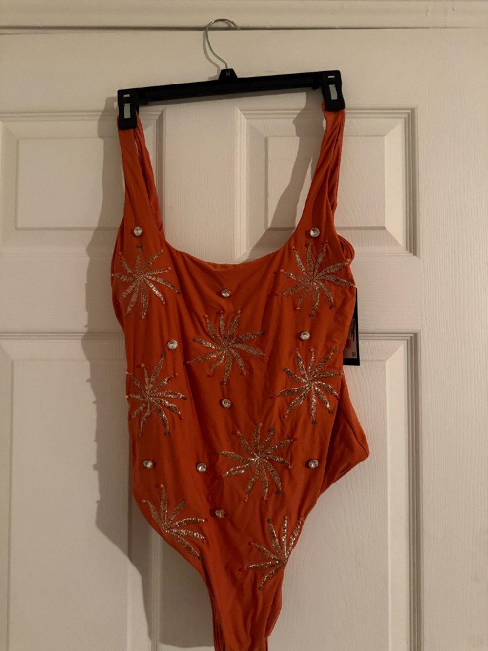 Gianni Bini Embellished Orange One-Piece Swimsuit - Picture 3 of 7